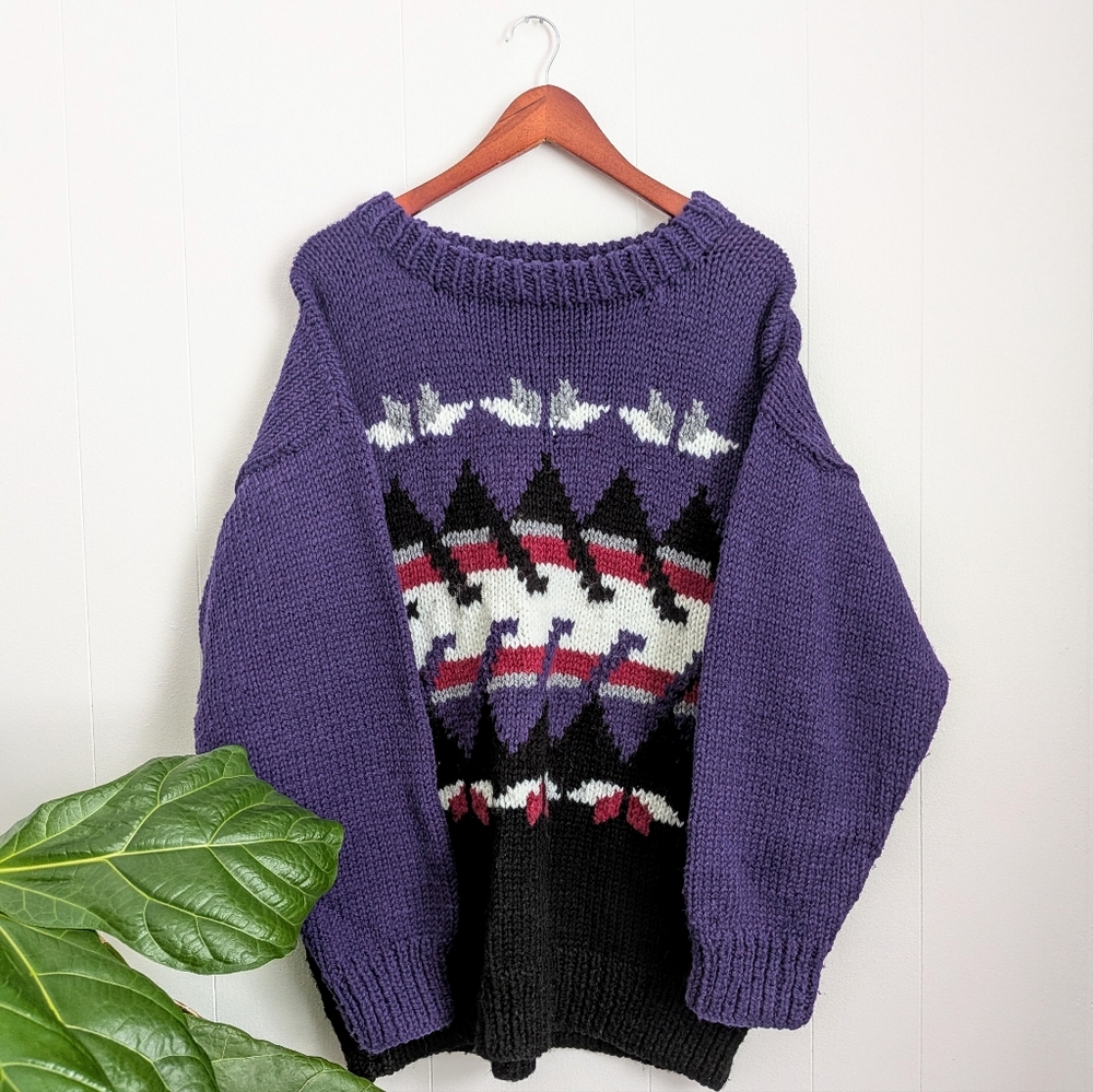 Vintage Handknit Geometric Sweater